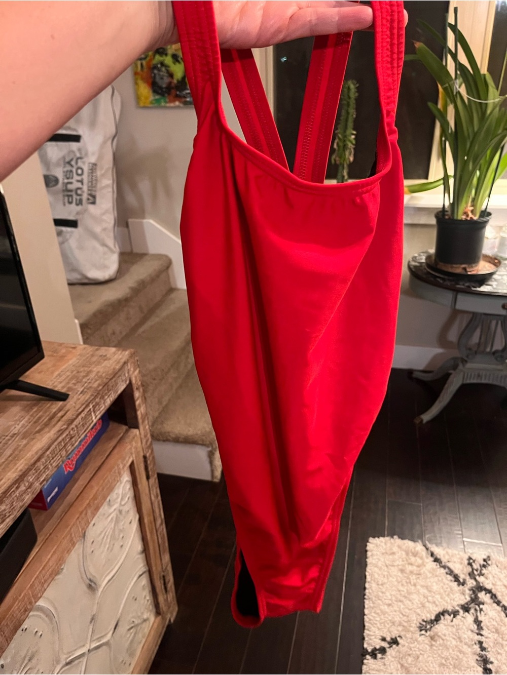 Classic Speedo Red One-Piece Swimsuit with Racerback Straps